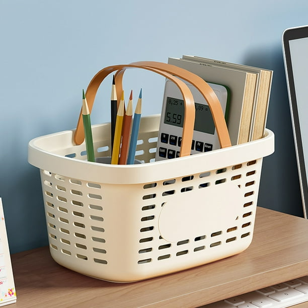 Bolsa de almacenamiento, cesta de plástico, pequeño armario rectangular de escritorio, transparente, para baño, almacenamiento en el hogar, gran capacidad, resistente, fácil de limpiar, para