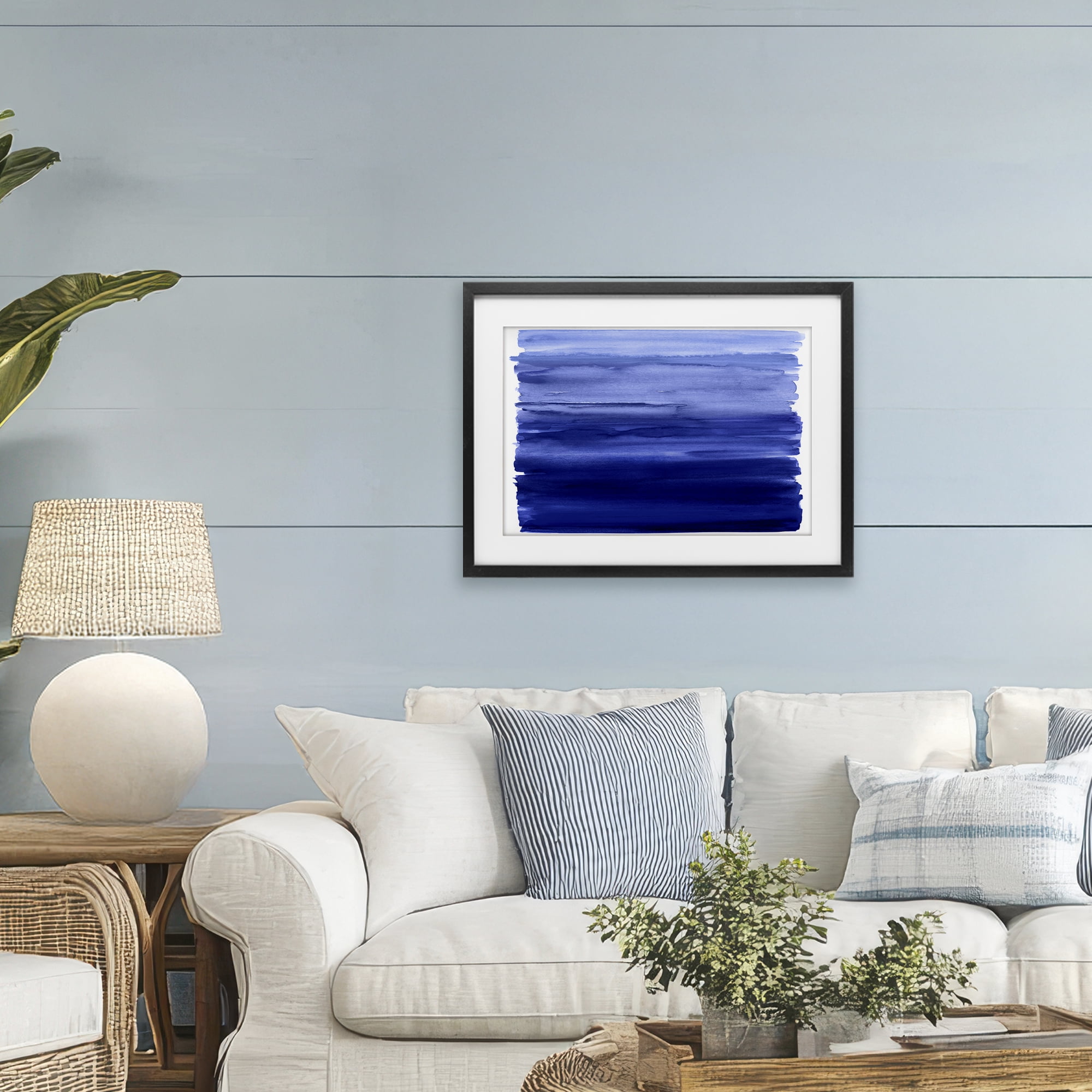 Stupell Industries Oceanic Ombre Blue Black Framed Print Under Glass, design by Allie Corbin
