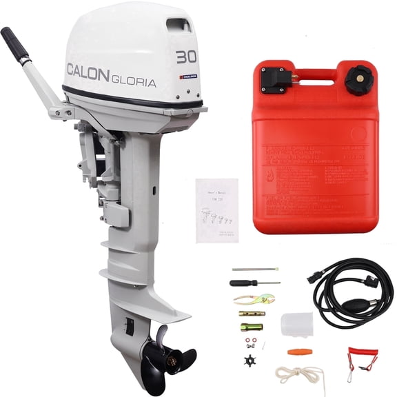 CALON 30HP 2-Stroke Outboard Motor, T30BL Manual Start Tiller Control Boat Engine, 20-Inch Long Shaft Marine Motor for Pontoons Fishing Boats Skiffs