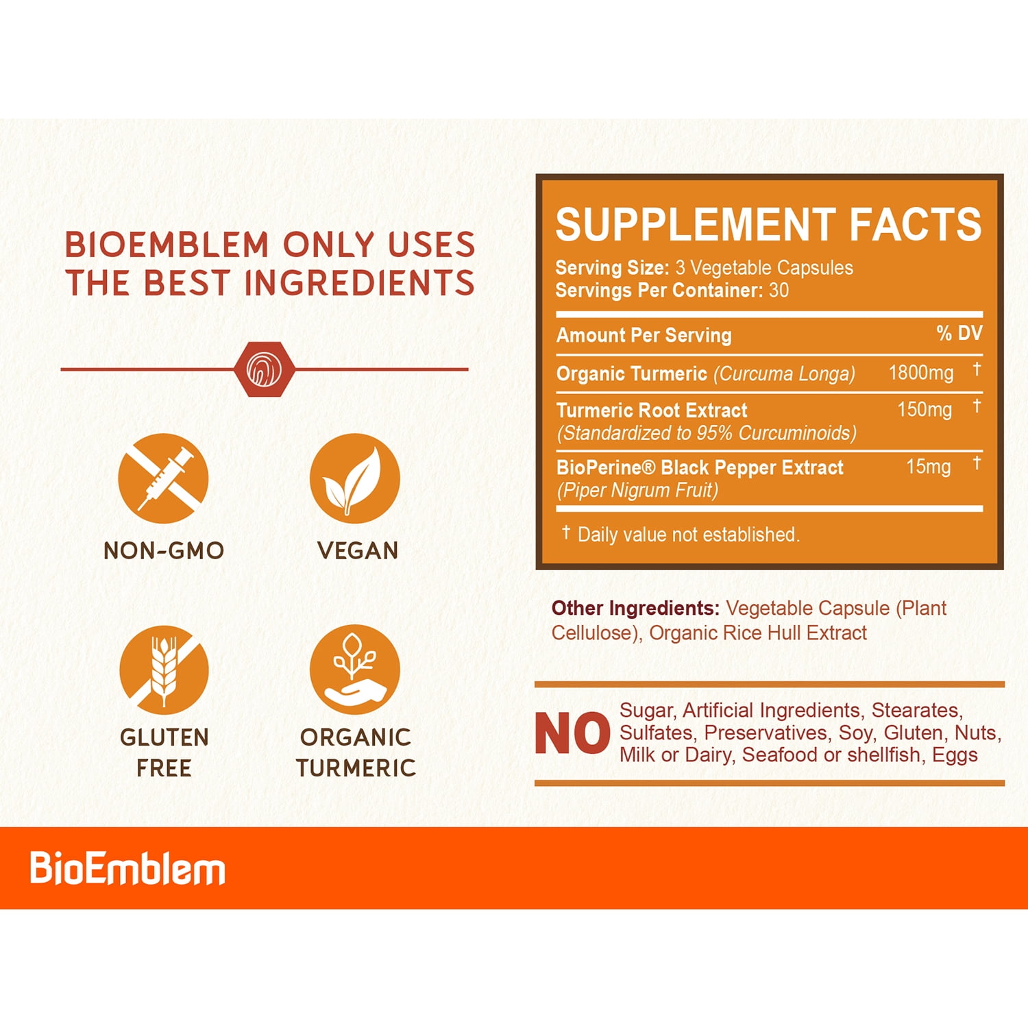 BioEmblem Vitamin B-Complex and Turmeric Curcumin Supplement with BioPerine