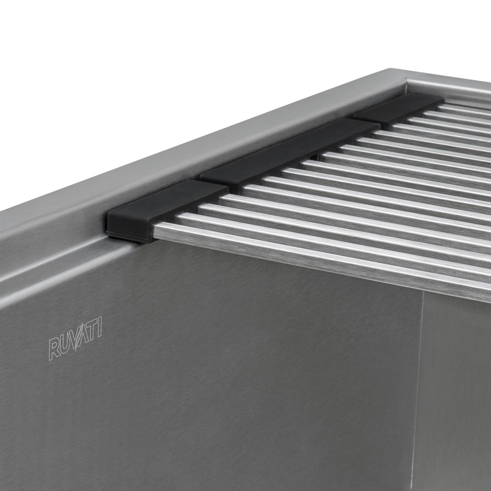 Ruvati USA RVA1395 12 in. Stainless Steel & Silicone Foldable Drying Rack for Workstation Sinks Dish Mat Trivet