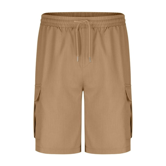 TANYSU Men's Solid Color Drawstring Elastic Waist Cargo Shorts With Pockets Casual Loose Fit Straight Leg 5 Inch Length Pants XXL
