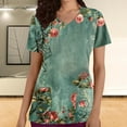 thumbnail image 2 of Tops Cortos para las Mujeres Impreso Bolsillo V-Cuello Enfermera Estilo Blusa, Casual Y Cómodo Manga Corta Superior, 2 of 5
