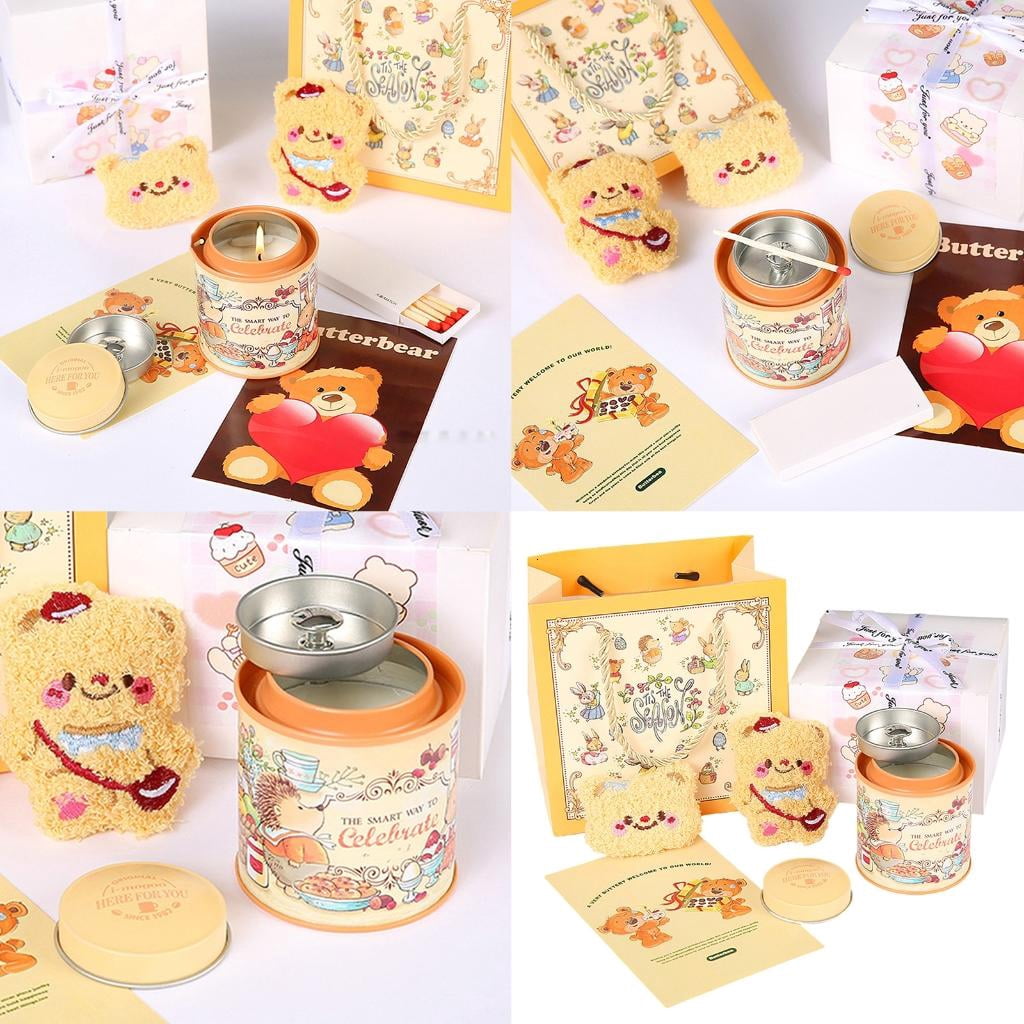 Unique Scented Candle Decorative Aromatic Candle with Cartoon Bear Dolls and Greeting Card Wedding Birthday Party