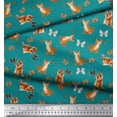 thumbnail image 3 of Soimoi Green Cotton Voile Fabric Insect & Cat Animal Printed Fabric 1 Yard 42 Inch Wide, 3 of 3