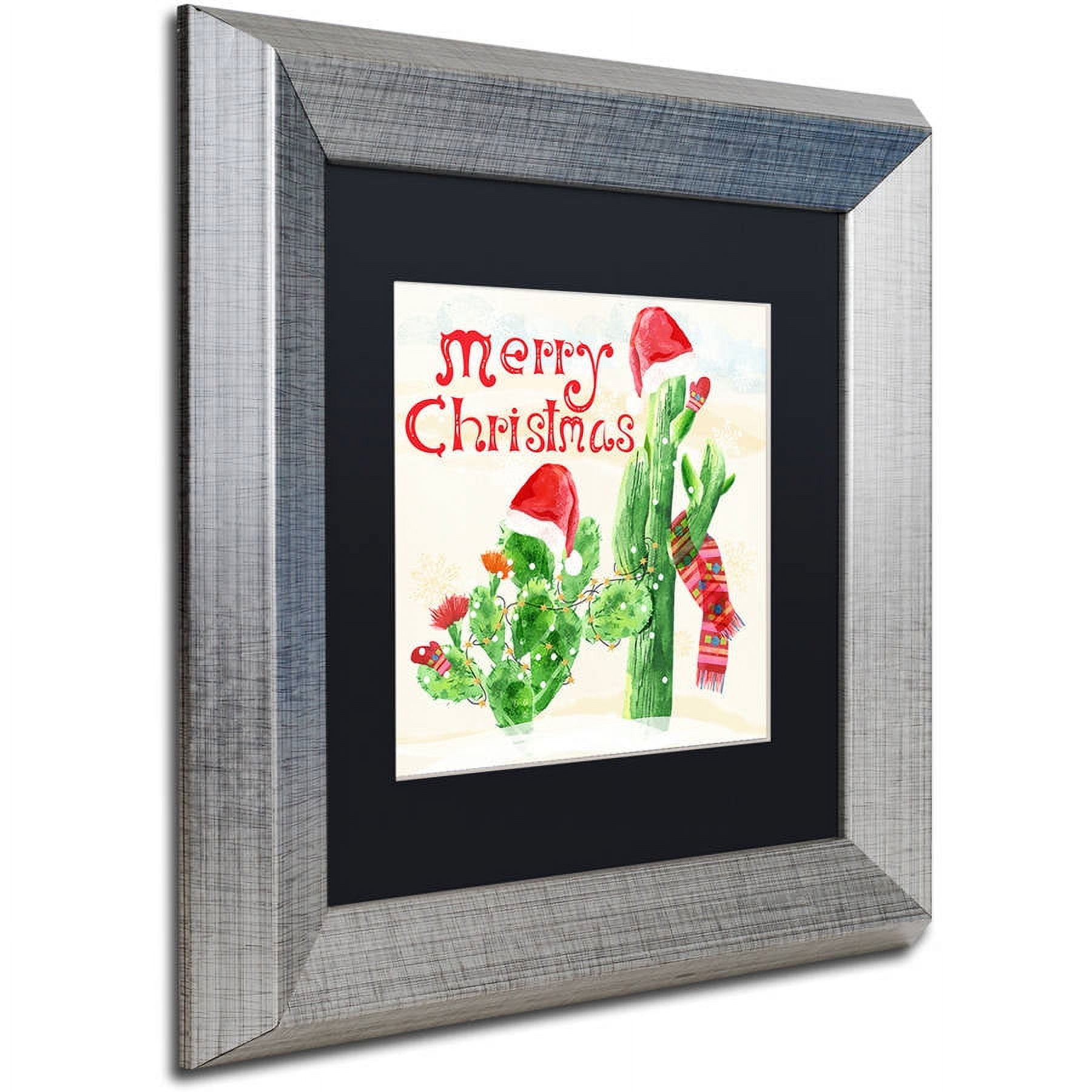 Trademark Fine Art "Xmas Cactus" Canvas Art by Lisa Powell Braun, Black Matte, Silver Frame