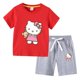 thumbnail image 3 of Camiseta con estampado de dibujos animados de verano de Hello Kitty + Pantalones casuales traje de dos piezas de manga corta de algodón para niños y niñas pueden usar, 3 of 5