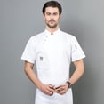 thumbnail image 2 of Toystoory Chaqueta de Chef, delantal de cocina, tres botones con bolsillos delanteros, ropa, camisas de verano para hombres, suministros de blanco SG, 2 of 6