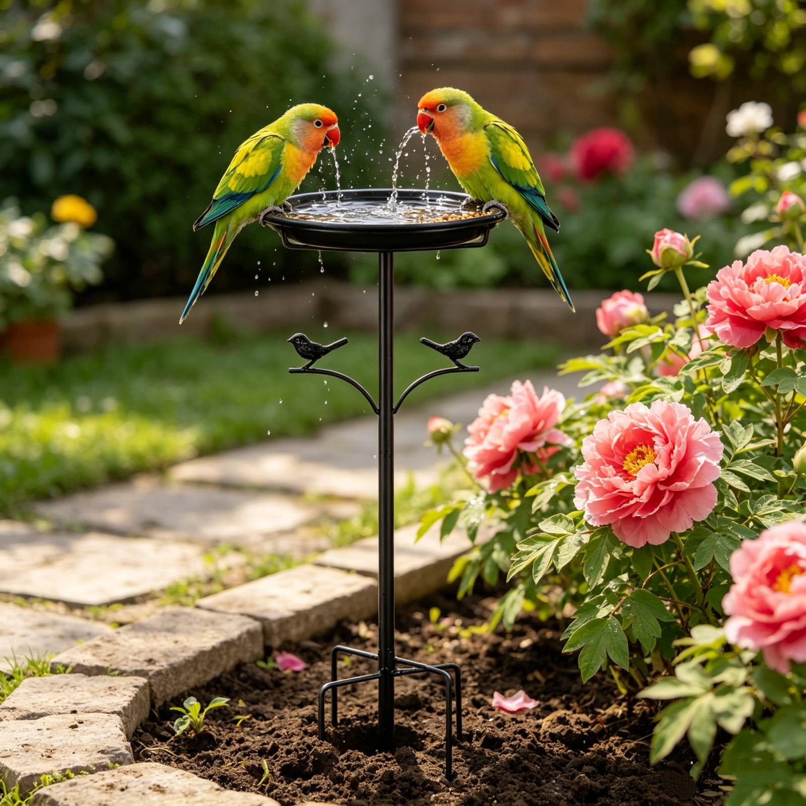 Metal Bird Bath for Outside, 35in Vintage Bird baths Bowl for Outdoor, Removable Large Bird Bath Bowl, Easy to Clean Deep Bird Bath for Garden Yard Lawn Decor
