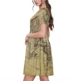 thumbnail image 2 of Easygdp Vintage World Map para Vestido Transpirable de Mujer, Vestido Suelto de Manga Corta con Pliegues y Bolsillos para el Verano, 2 of 6
