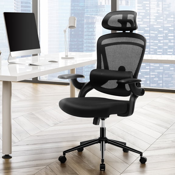edx Ergonomic Office Chair, Mesh Computer Desk Chair with Lumbar Support, 275lb, Black