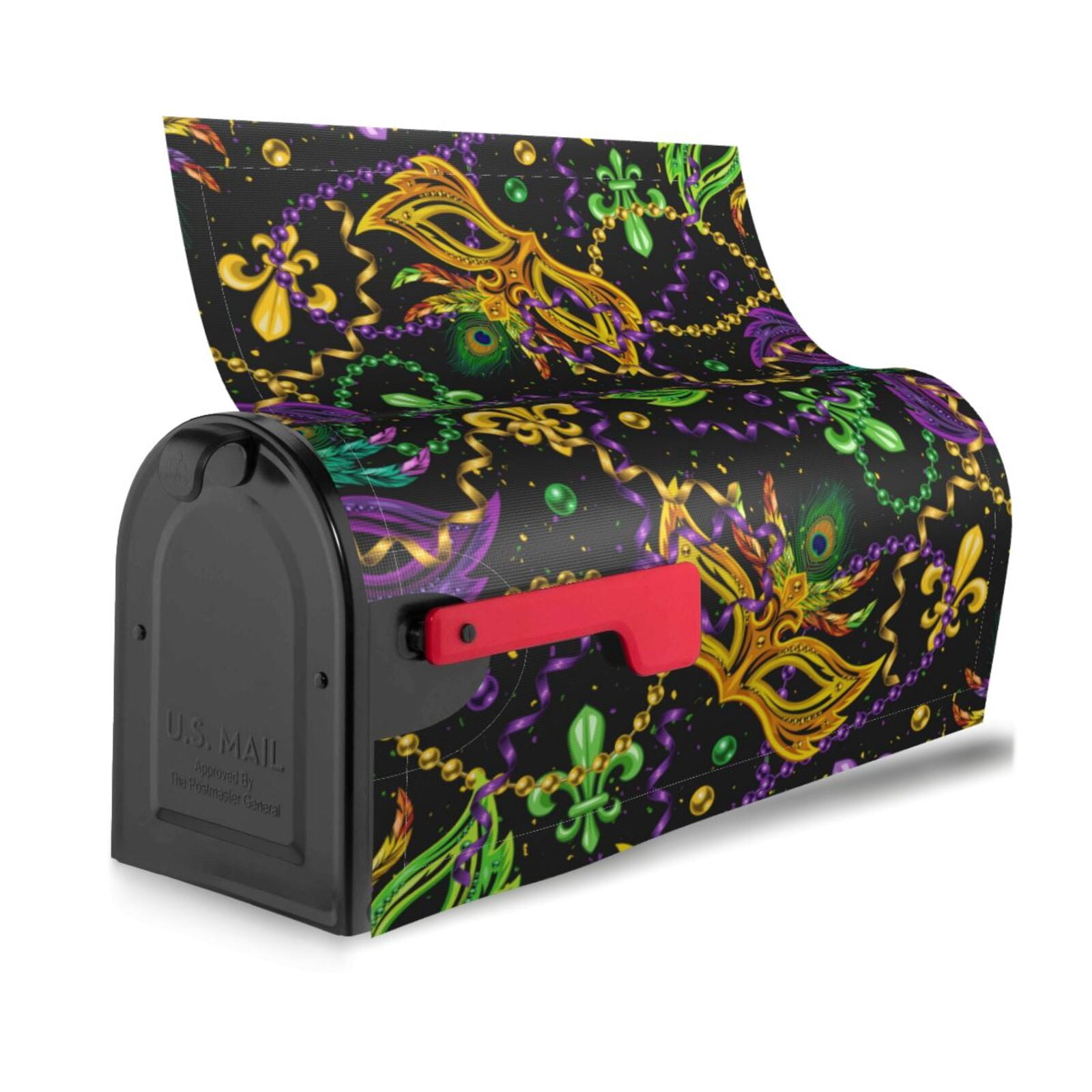 Vsdgher Mardi Gras Surface Mailbox Cover Magnetic Mailbox Wraps Post Letter Box Cover for Garden Yard Home Decor 2 Sizes-21x18 in