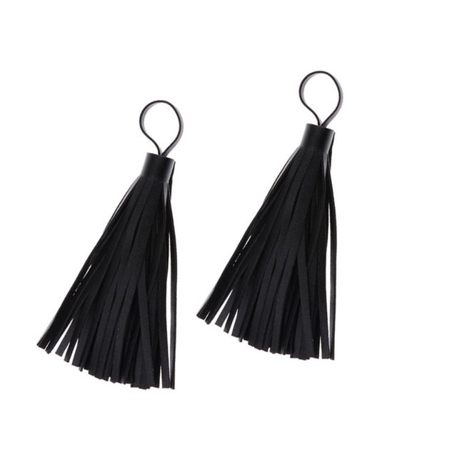 ZheElen 2 Pieces Leather Tassels DIY Jewelry Charms Key Chain Bags Ring Findings Style A 1Set