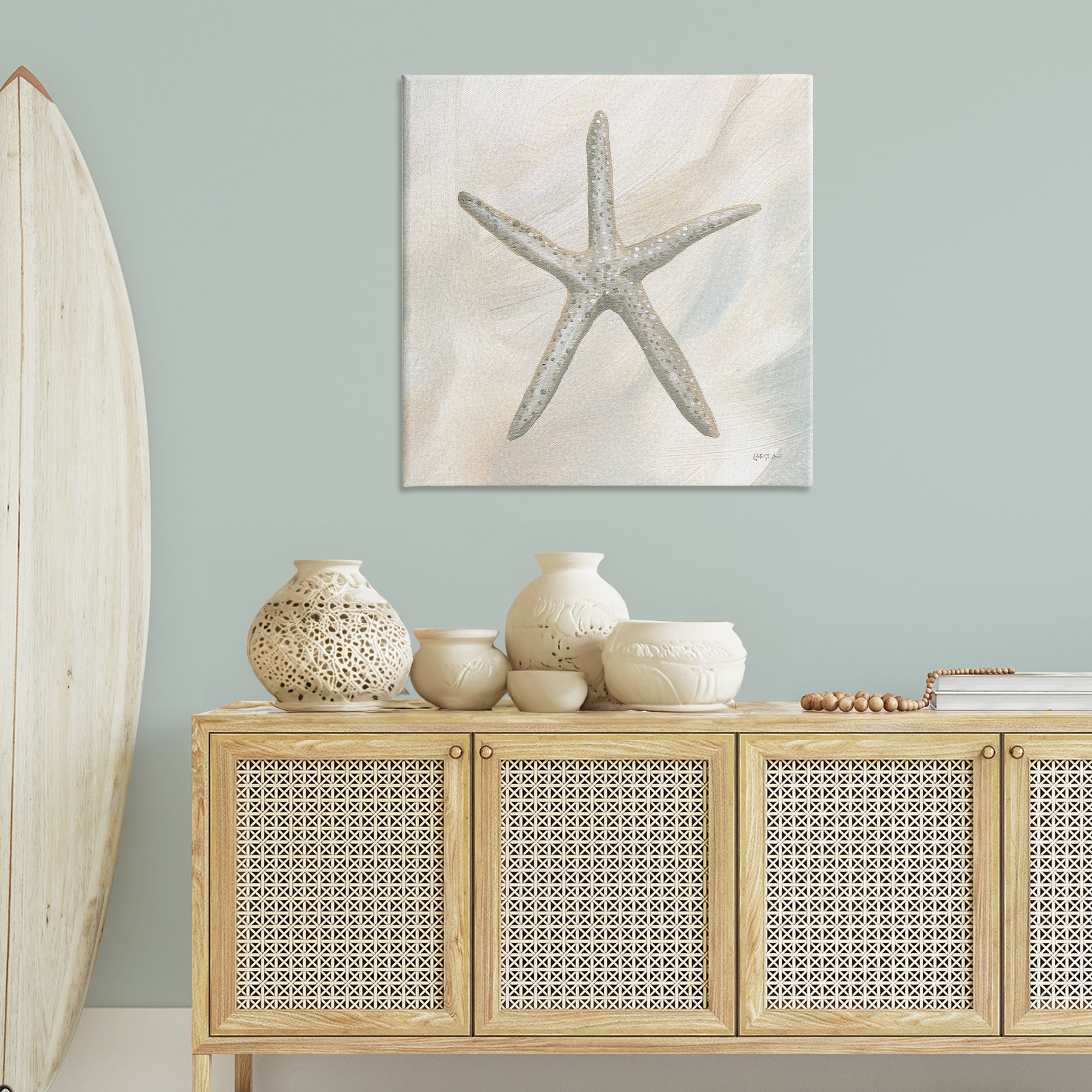 Stupell Industries Minimal Beige Starfish Coastal Painting Gallery Wrapped Canvas Art Print Wall Art, 36 x 36