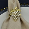 thumbnail image 4 of Grape Design Napkin Rings With Pearl & Diamond Replicas - Pearl & Diamond Replicas - 6-Piece Alloy Gold Napkin Holders - For,Daily Dining, 4 of 7