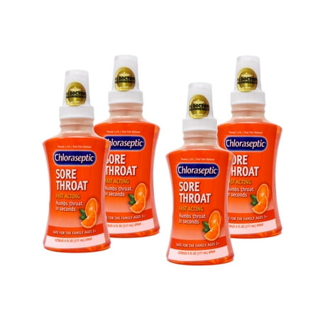 Chloraseptic Fast Acting Sore Throat Spray, Citrus, 6 fl oz - 4 Pack