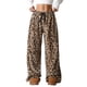 thumbnail image 1 of Pantalones de Pijama para Mujer, de Leopardo, Peludos, Estilo Y2K, de Cintura Alta, Bonitos. Marrón Ocre M, 1 of 10