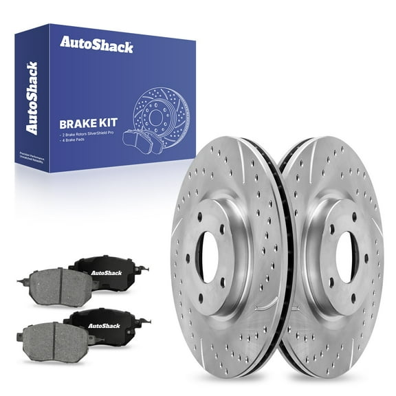 AutoShack Front Drilled & Slotted Brake Rotors Ceramic Brake Pads | Replacement for 2009-2011 Nissan Murano 3.5L V6 AWD FWD | Zinc Coated | 6-PC Brake Kit | SilverShield Pro