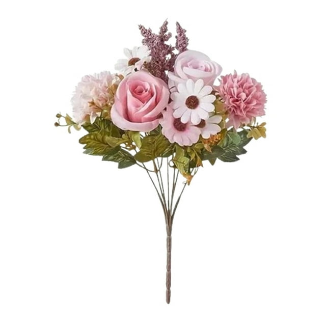 JilgTeok 1 Bouquet de Roses en Soie Artificielle pour Décoration Intérieure, Fausses Roses Réalistes en Vase, Centre de Table pour Salon, Bureau, Mariage