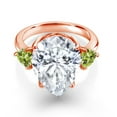 thumbnail image 2 of Gem Stone King 18K Rose Gold Plated Silver Green Peridot Ring Set with Moissanite (10.13 Cttw) (Size 6), 2 of 5
