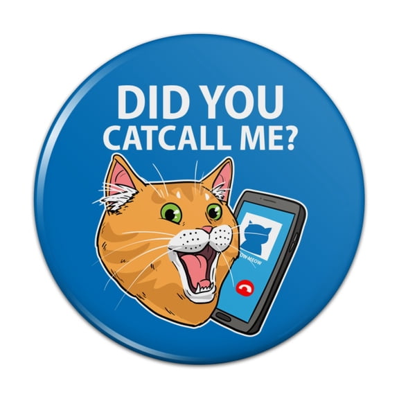 Did You Catcall Me Cat With Phone Kitchen Refrigerator Locker Button Magnet