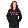 thumbnail image 4 of Cancer Sucks Breast Awareness Quote Zip Hoodie Sweatshirt Women Brisco Brands S, 4 of 6