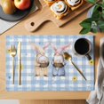 thumbnail image 2 of Easter Gnomes Placemats Set of 4 Watercolor Eggs Basket Daisy Spring Blue Plaid Place Mats Indoor Wipeable Table Mats Washable Dining Table Placemats for Kitchen Holiday Party Home Decor 13x19 Inch, 2 of 9