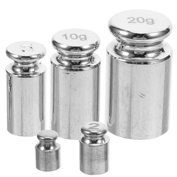 Raindrops 5Pcs Calibration Weights Grams for Digital Gram Scale Silver Round Stainless Steel