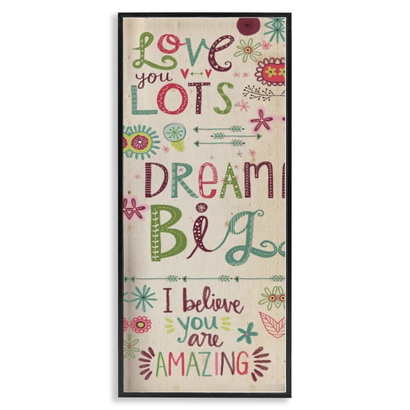 Stupell Industries Eclectic Encouraging Floral Dream Big Black Framed Giclee Art, 10 x 24, by Katie Doucette