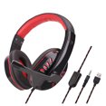 thumbnail image 3 of Sidaley 2020 nuevos auriculares de Gamer con luz Led para ordenador, auriculares para juegos PS4, auriculares estéreo con graves ajustables, auriculares Cables de audio/vídeo negro rojo, 3 of 6