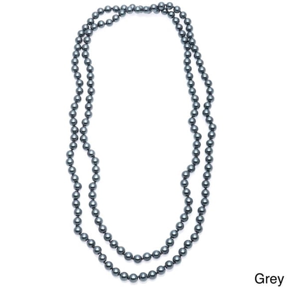 J&H Designs 854-N-Grey Hand-knotted Endless 54-inch Glass Pearl Necklace (8-9 mm)