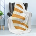 thumbnail image 4 of Christmas Alphabet Soft Flannel Fleece Blanket, Diagonally Creamy Striped Cookie E Letter on a Plain Backdrop, Cozy Plush for Indoor and Outdoor Use, 70" x 90", Ginger and Off White, by Ambesonne, 4 of 5