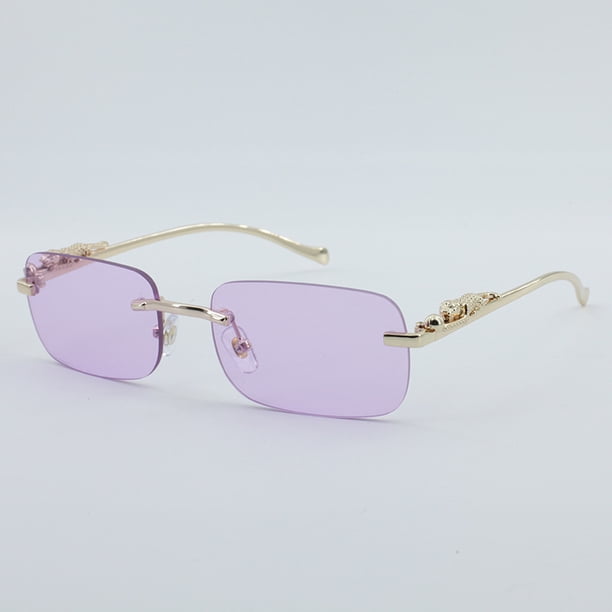 Gafas de sol cuadradas decorativas sin marco de color para hombres y mujeres, gafas de sol retro de metal