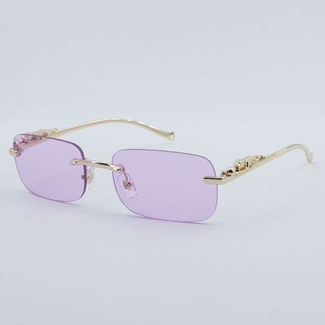 Gafas de sol cuadradas decorativas sin marco de color para hombres y mujeres, gafas de sol retro de metal