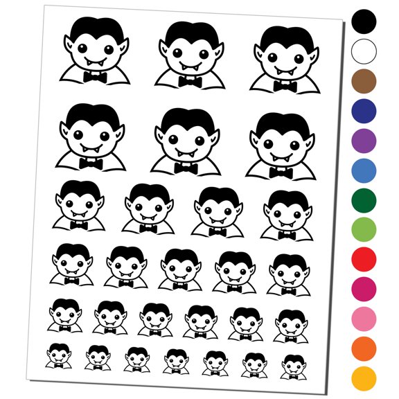Peeking Dracula Halloween Water Resistant Temporary Tattoo Set Fake Body Art Collection - Brown