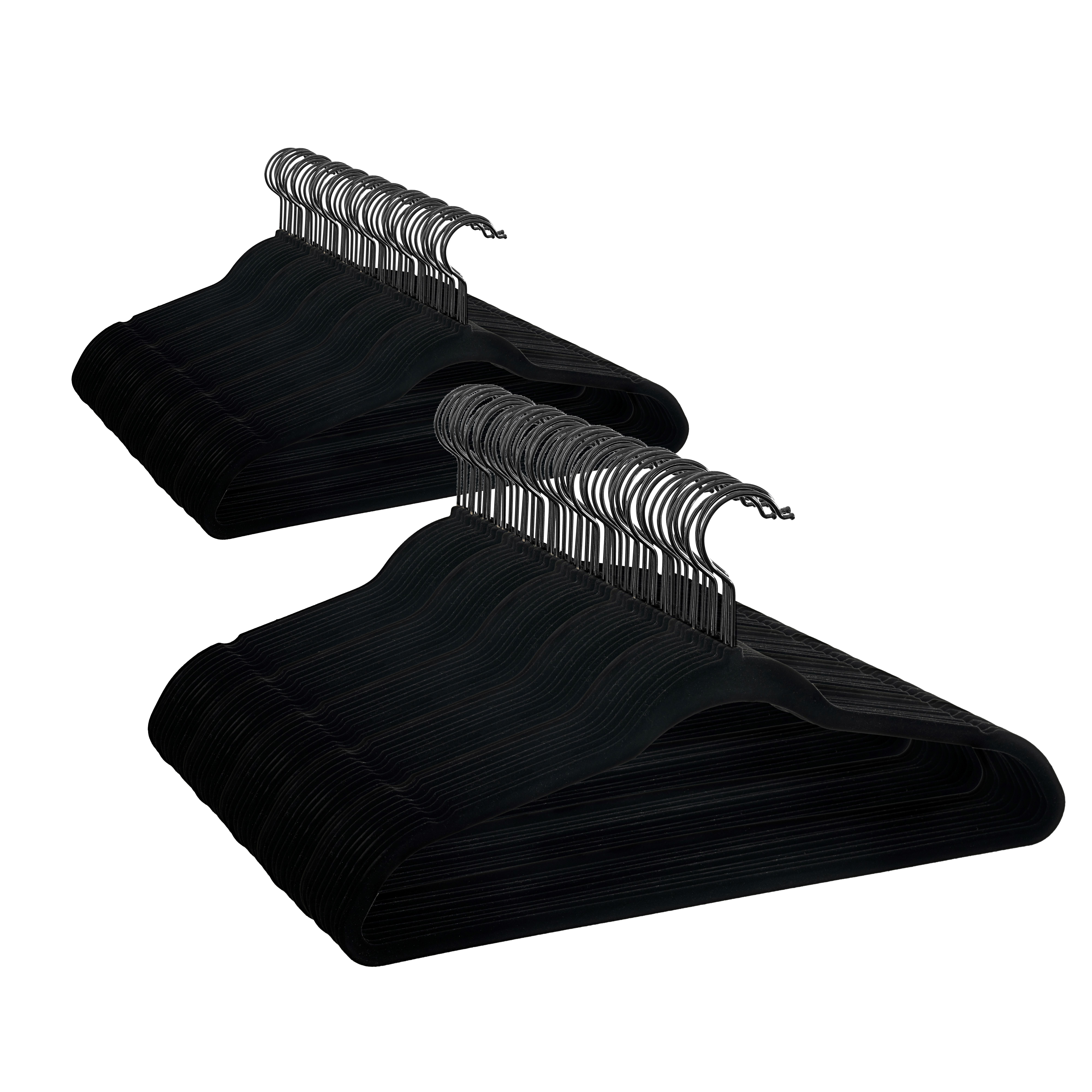 (2 pack) Better Homes & Gardens Velvet Clothing Hangers, 100 Pack, Black, Non-Slip, Space Saving