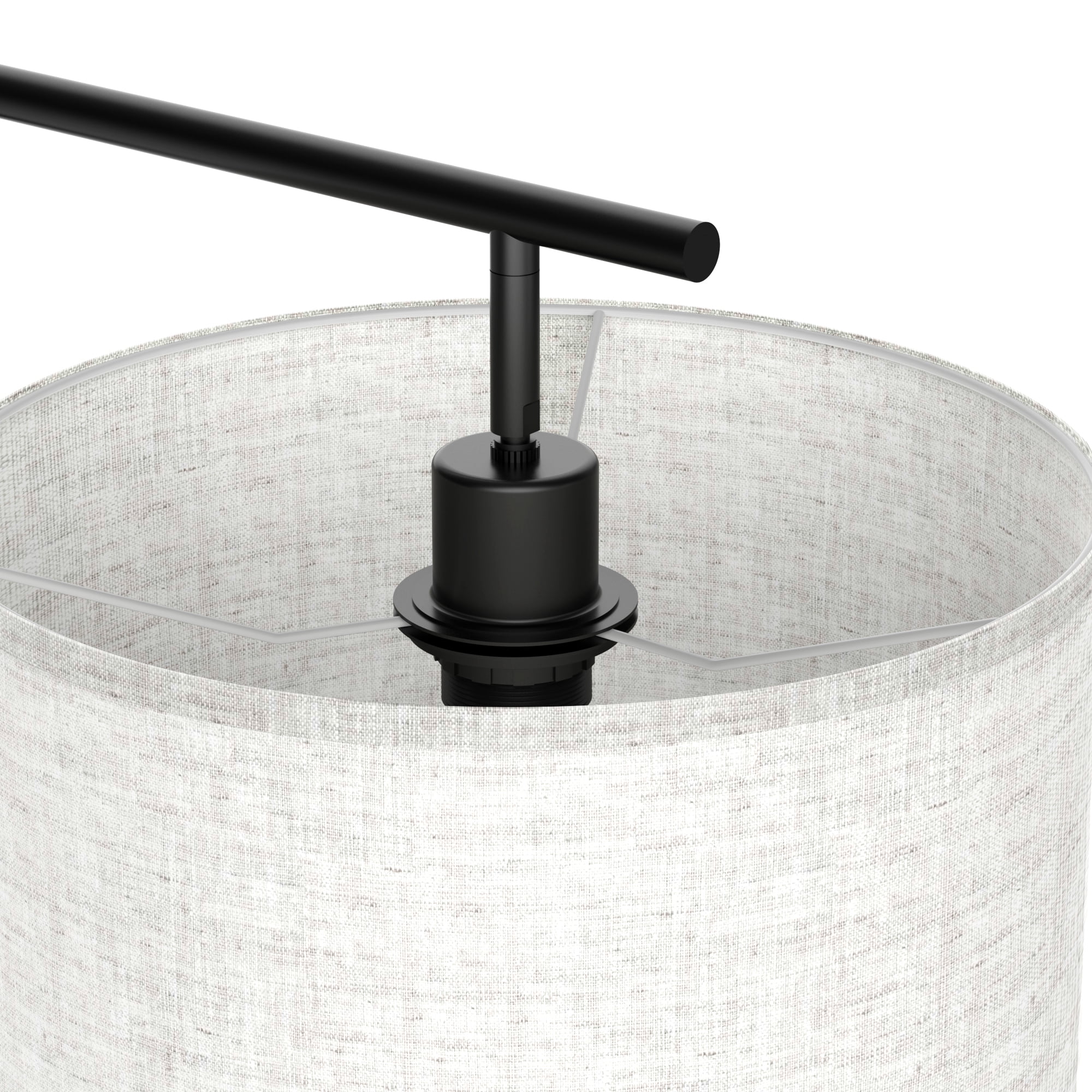 JURULU Arc Floor Lamp, Modern Standing Lamp with Remote Control, Including 4 Color Temperature 9W LED Bulbs, 350º Adjustable Linen Lampshade, Ideal for Living Room, Bedroom, Office