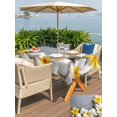 thumbnail image 5 of Outdoor Tablecloths with Umbrella Hole & Zipper, Yellow Plumeria Flower 60 x102 Inch Rectangle Tablecloths, White Stones Country Floral Grey Waterproof Table Cloth, Patio/Pool/Picnic Table Covers, 5 of 8