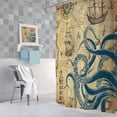 thumbnail image 2 of Funny Nautical Octopus Shower Curtain, Cool Coastal Ocean Beach Fabric Shower Curtains Set for Mens Boys Kids Bathroom Decorative, Fun Navy Blue Vintage Restroom Decor Accessories 72X 72 Inch, 2 of 7
