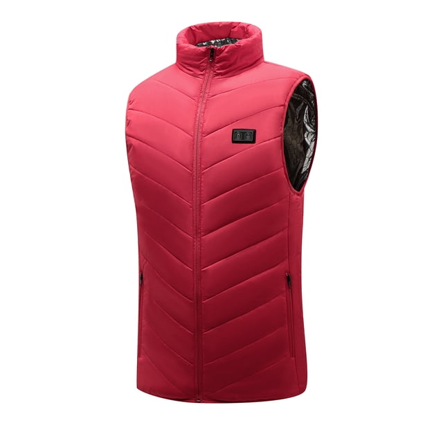 Cameland Men's Vest Casual Large Size Warm Jacket USB Dual Control Multi-Zone Heating Vest Zipper Pocket Stand Collar Sleeveless Jacket Heater Not Included