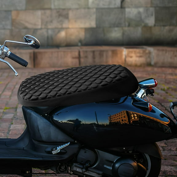 DINHEAROM Motorcycle Saddle Seat Cushion Black Pu 1Pack Deformation Resistant For Riders