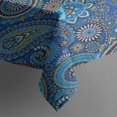 thumbnail image 3 of Blue Paisley Pattern Rectangle Tablecloth 60"x84",Waterproof Polyester Rectangle Table Cloth, Wipeable Spillproof Polyester Tablecloth for Dining, Camping, Indoor and Outdoor, 3 of 5