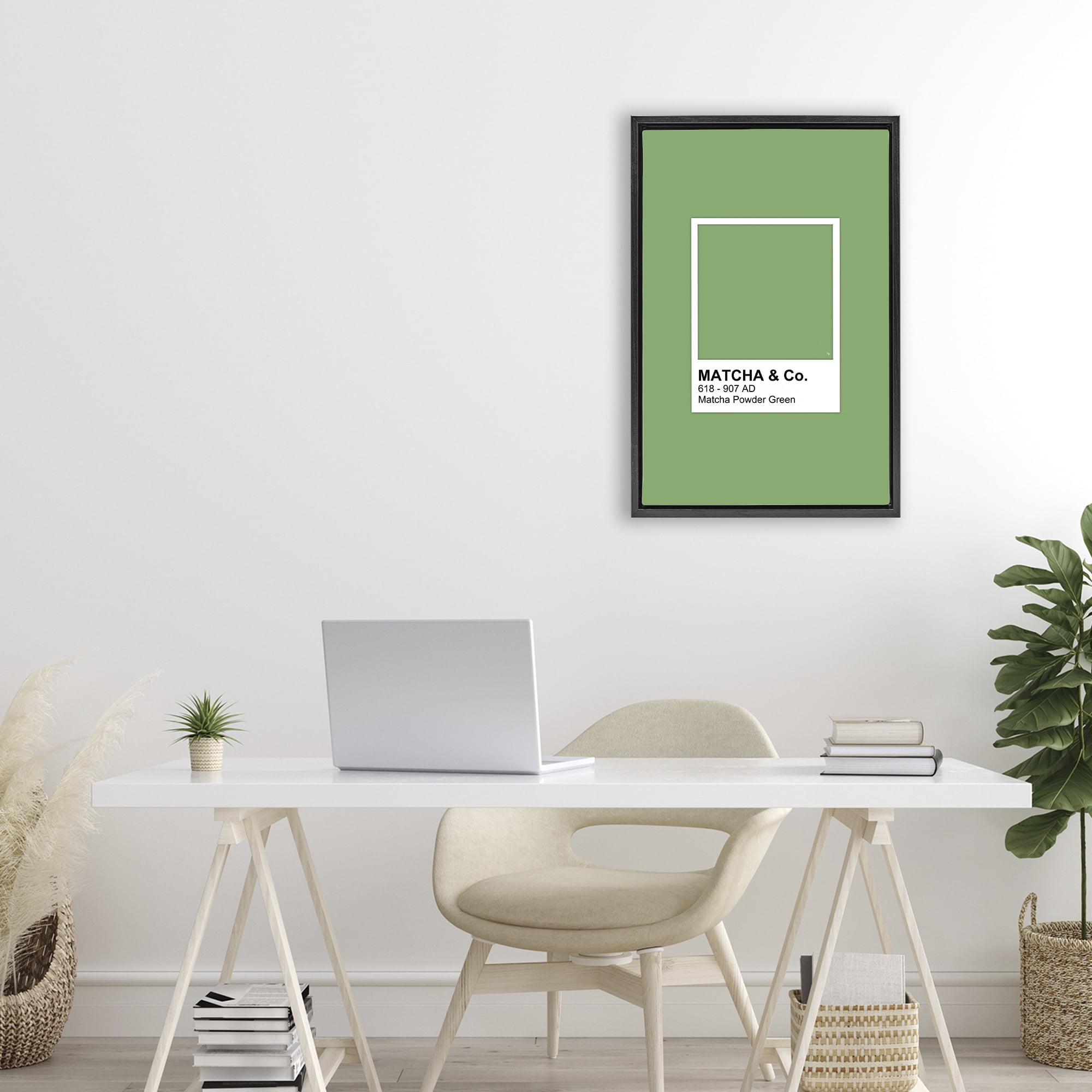 Stupell Industries Matcha Powder Green Shade Black Framed Floater Canvas Wall Art, design by Martina Pavlova
