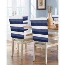 nqOlkjepod Navy Blue White Striped Chair Covers Set of 8, Decorative Chair Back Cover, Farmhouse Stripes Dining Room Chair Slipcovers Removable Chair Protectors Covers for Party Banquet