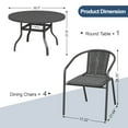 thumbnail image 4 of ELPOSUN 5-Piece Outdoor Patio Dining Set, Patio Dining Chairs & 39.3” Large Round Dining Table with Umbrella Hole, Steel Frame & Rattan Seat, Black/Black, 4 of 7