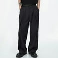 thumbnail image 2 of yillto Men Trousers Wide Leg Palazzo High Waist Pant Pleated Work Office Dressy Pants with Pockets, 2 of 7