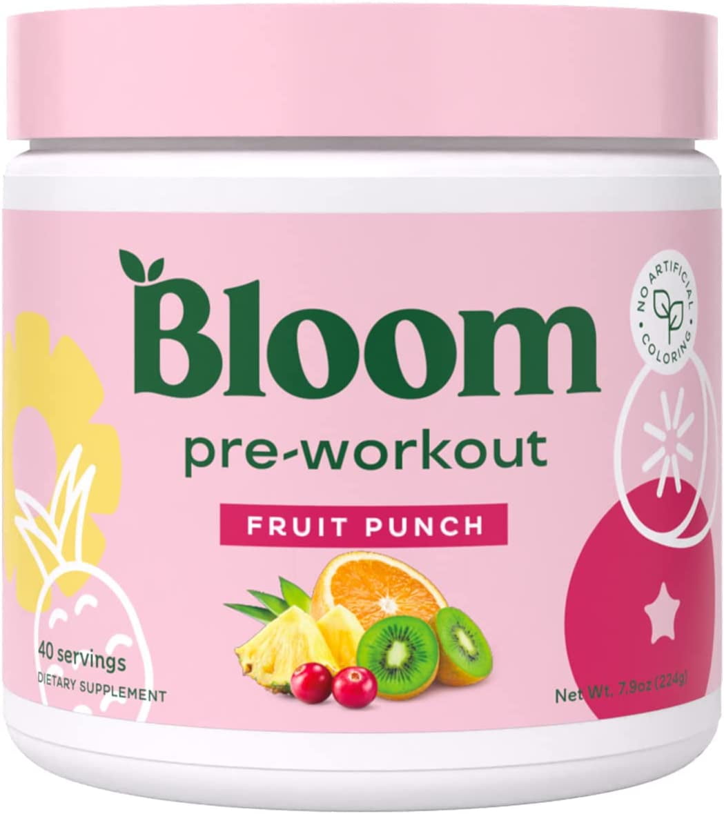 Bloom Nutrition Pre Workout Powder, (Fruit Punch) servings 40