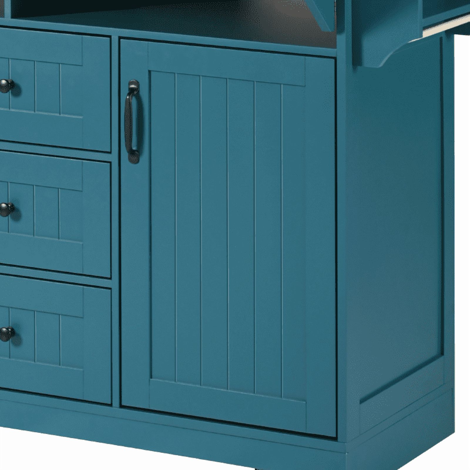 55.7'' Large Kitchen Island with 2 Drop Leaf,, Rolling Kitchen Cart on 5 Wheels with Power Outlet, Folding Storage Dining Table with Spice & Towel Rack , 3 Drawers, for Kitchen, Dining Room,White