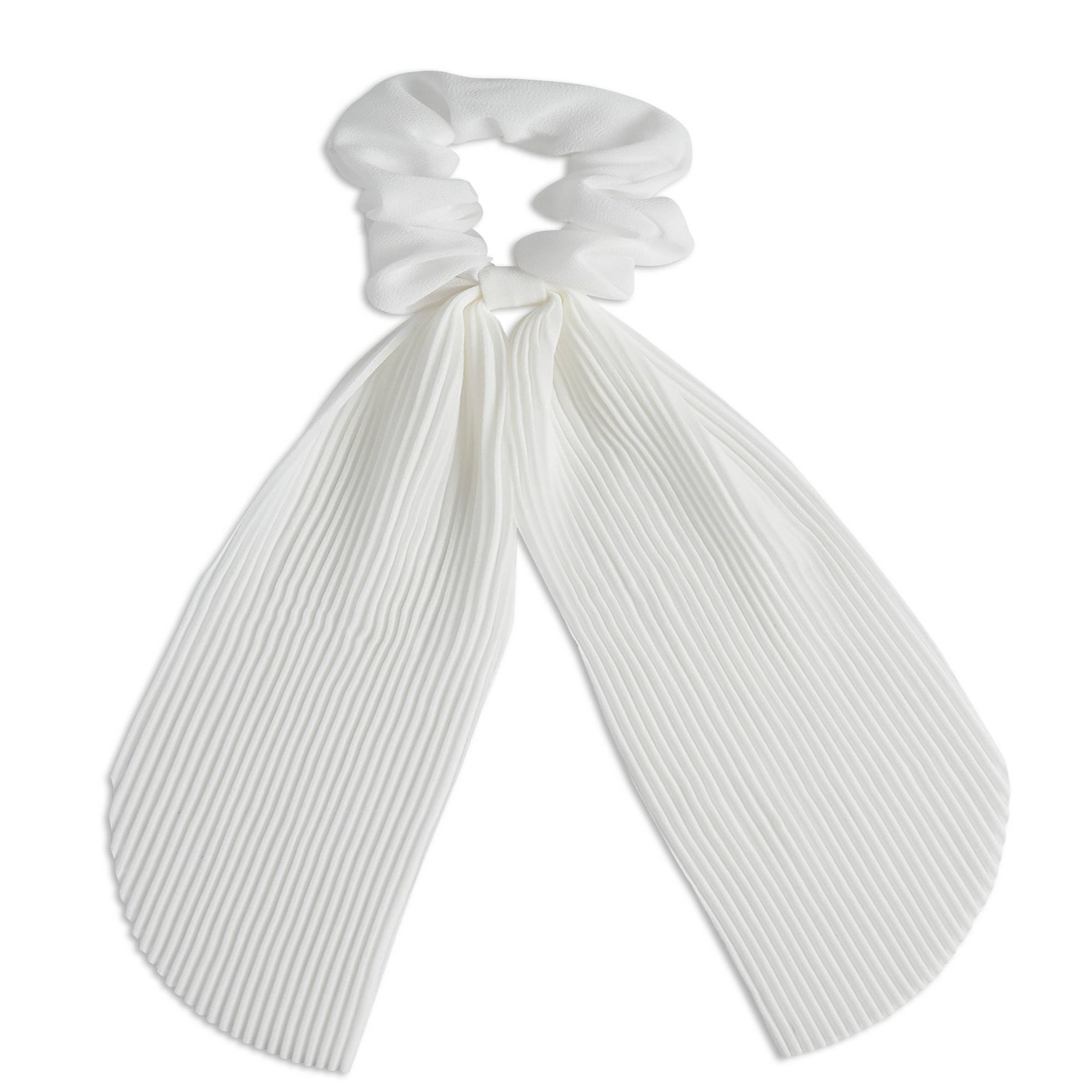 (4 pack) Scunci Collection Scarf Scrunchie, White, 1-Piece