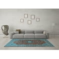 thumbnail image 3 of Ahgly Company Indoor Rectangle Medallion Light Blue Traditional Area Rugs, 7' x 10', 3 of 4